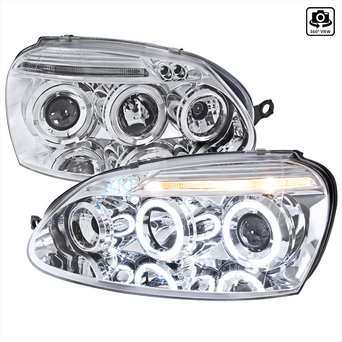 Spec-D Tuning LHP-GLF05-TM | Volkswagen Golf Halo Led Projector Chrome; 2006-2008