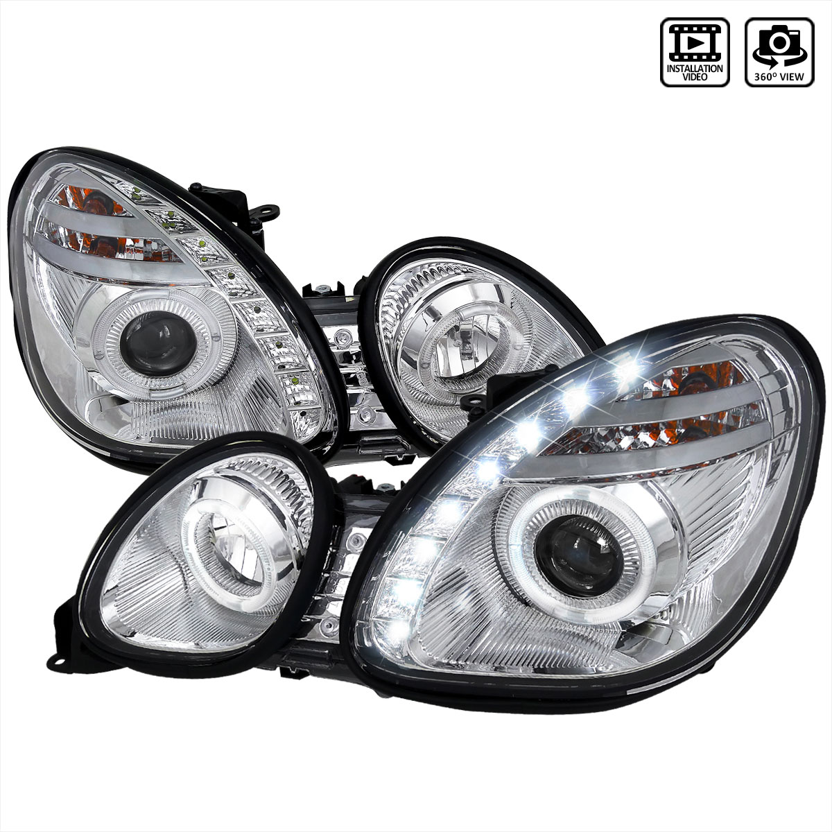 Spec-D Tuning LHP-GS30098-RS | Lexus Gs300 Halo Projector Headlight Chrome - Not Compatible With Factory Xenon; 1998-2005