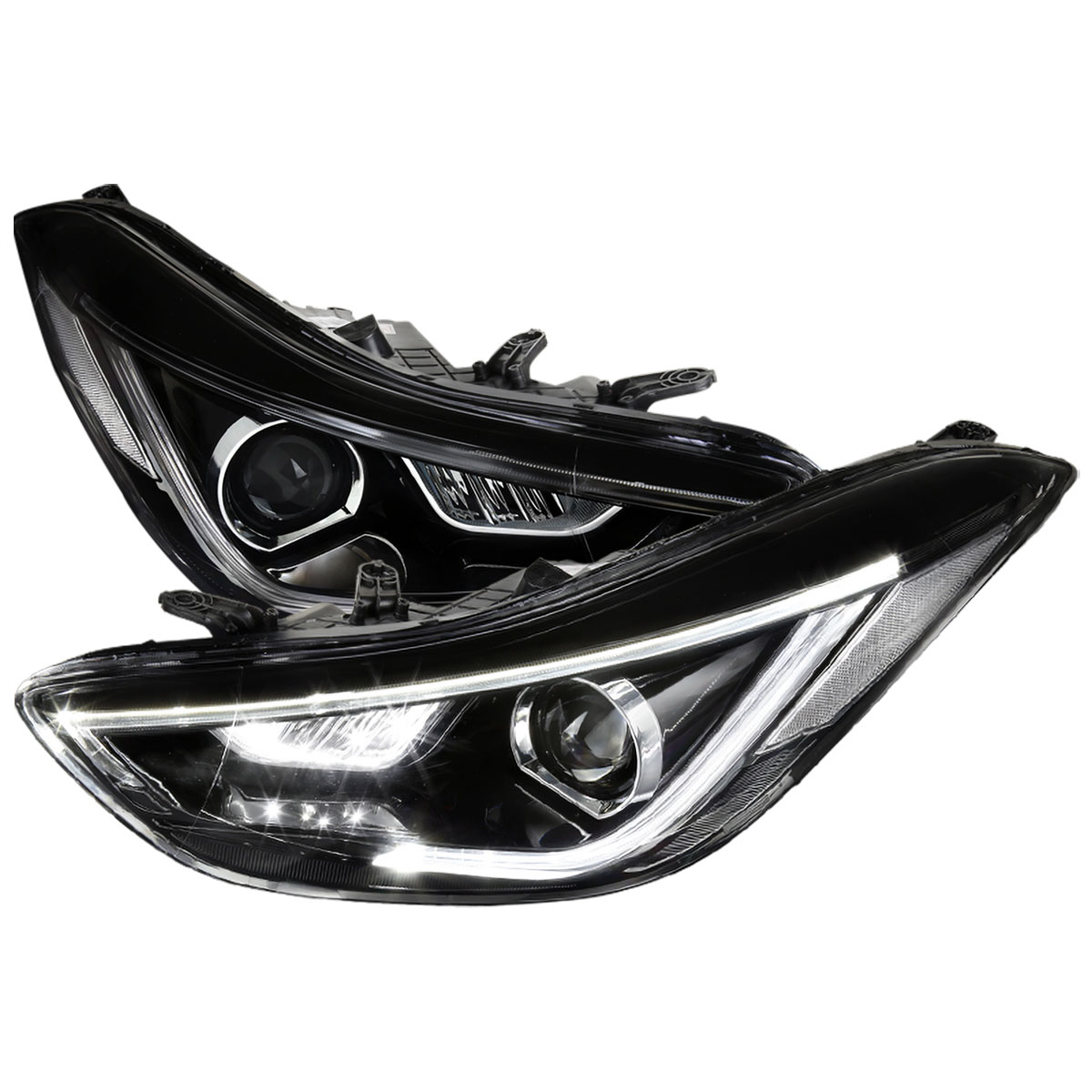 Spec-D Tuning lhp-htra11jm-vd | SPEC-D Tuning Hyundai Elantra Clear Lens LED Head Lights With LED Tube; 2011-2015