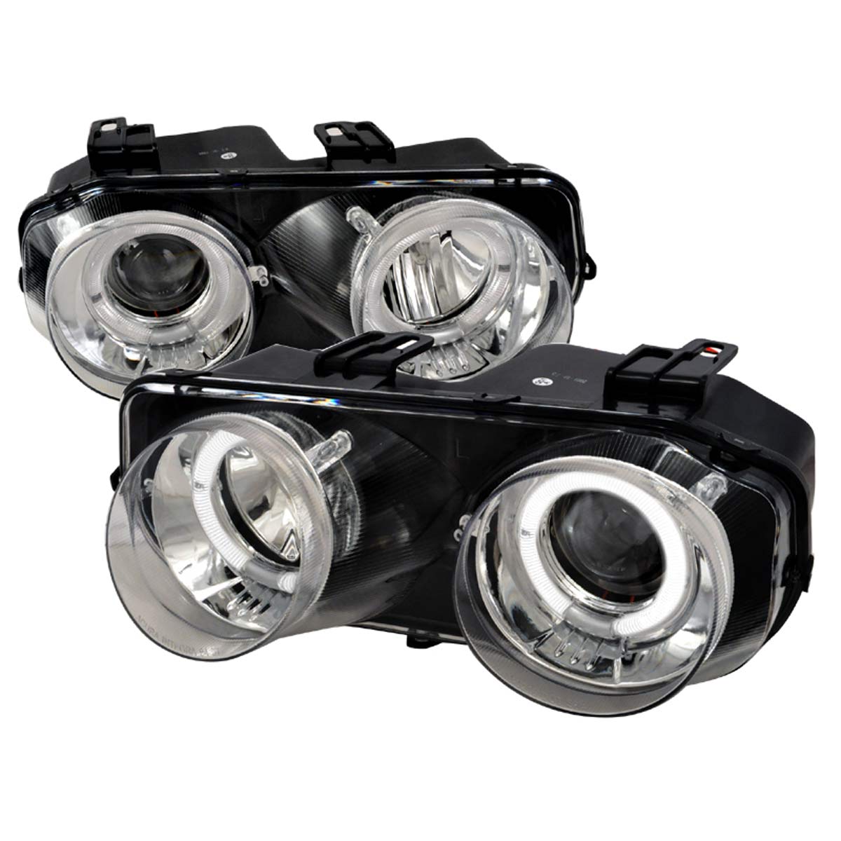 Spec-D Tuning LHP-INT94-WJ | Acura Integra 2/4 Doors Dual Halo Projector Headlights Chrome; 1994-1997