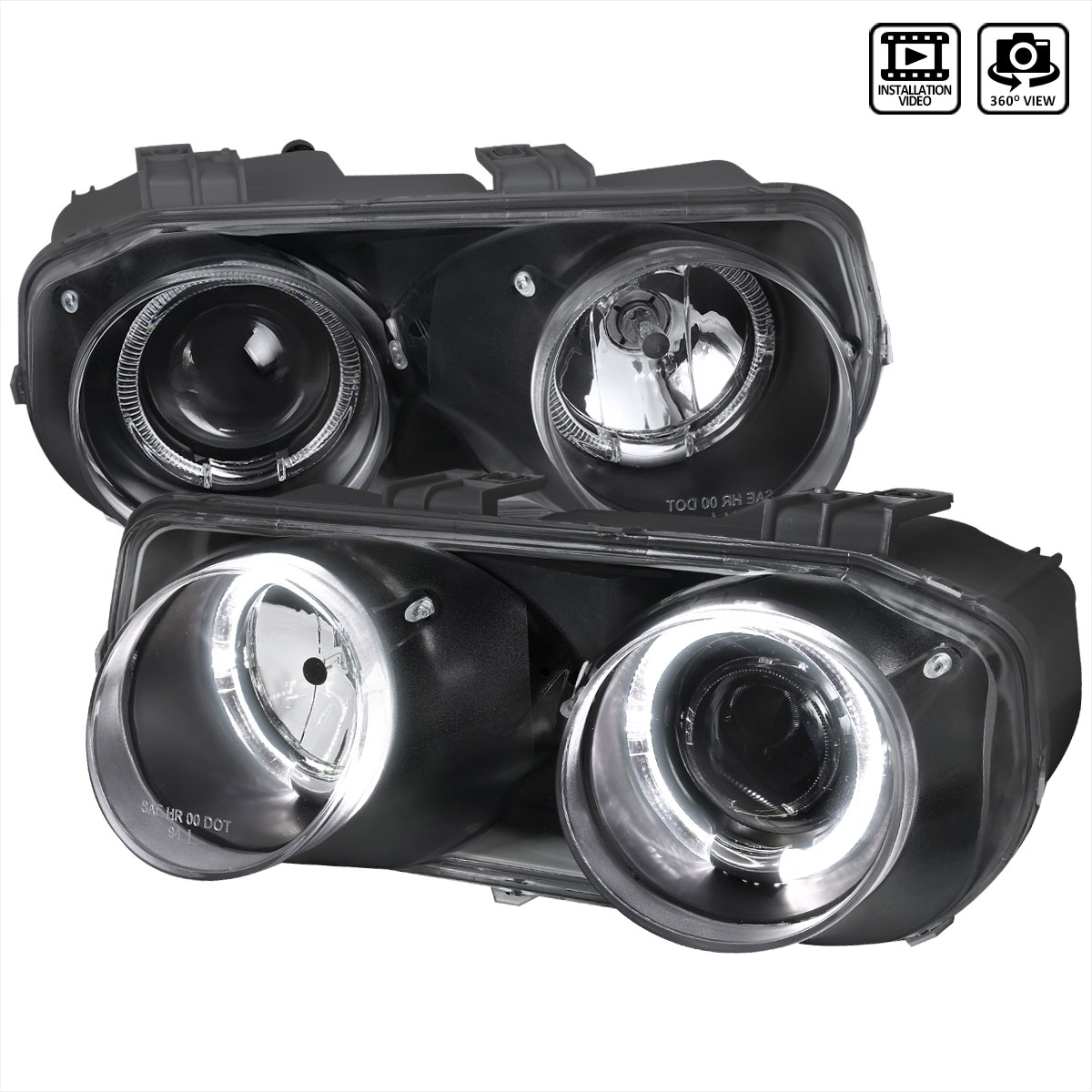 Spec-D Tuning lhp-int94jm-eu | SPEC-D Tuning Acura Integra Projector Headlights - Black; 1994-1997