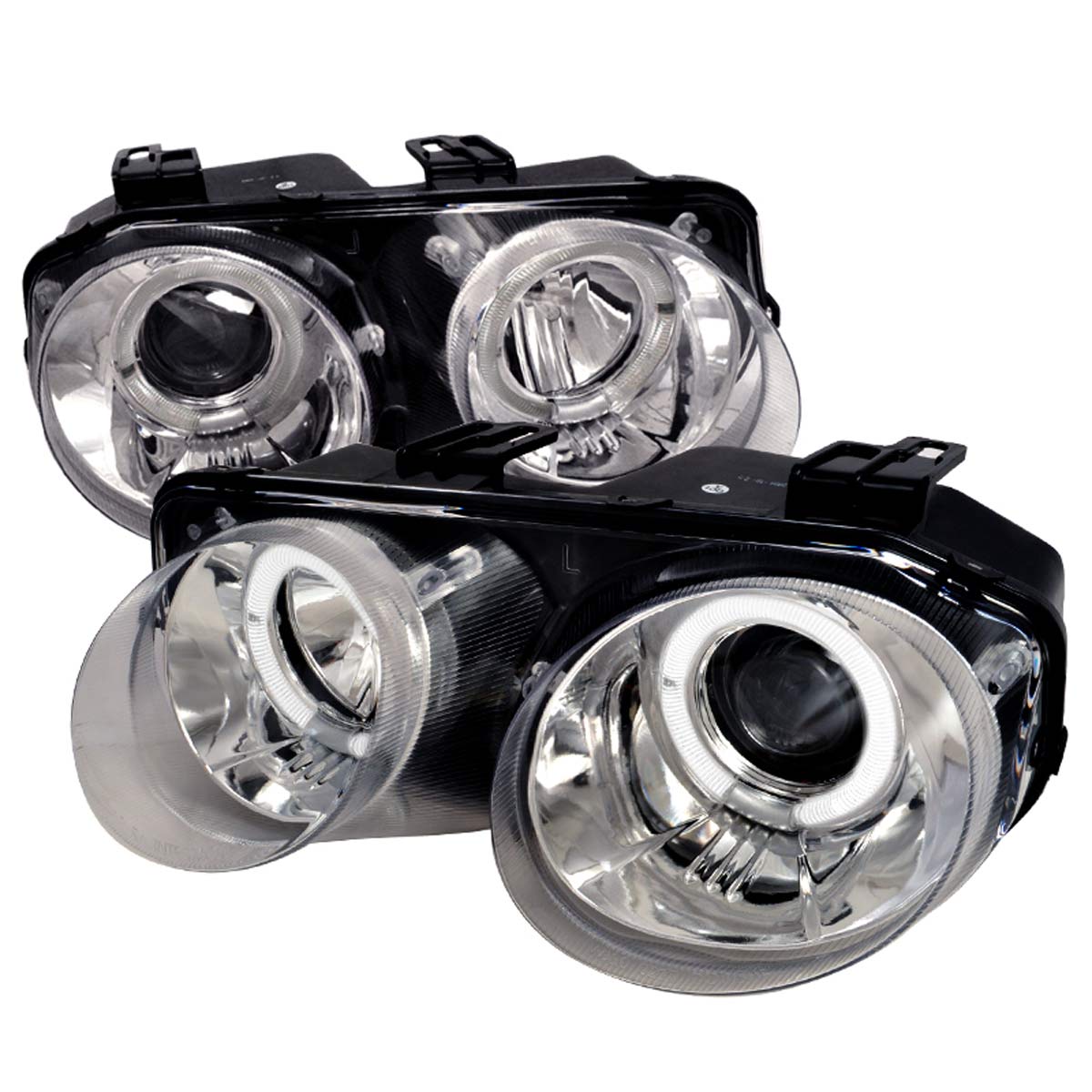 Spec-D Tuning LHP-INT98-WJ | Acura Integra 2/4 Doors Dual Halo Projector Headlights Chrome; 1998-2001