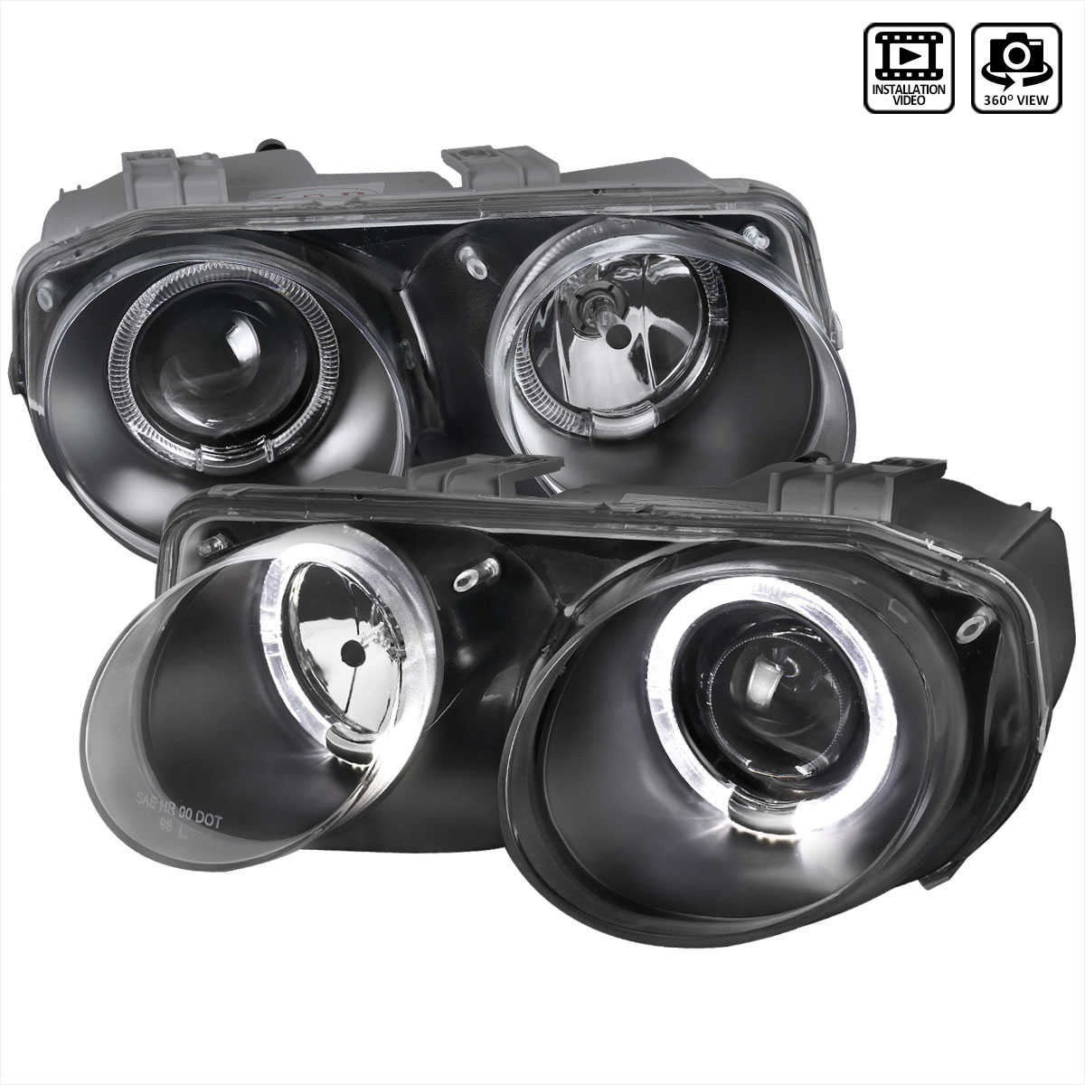 Spec-D Tuning lhp-int98jm-eu | SPEC-D Tuning Acura Integra Projector Headlights - Black; 1998-2001