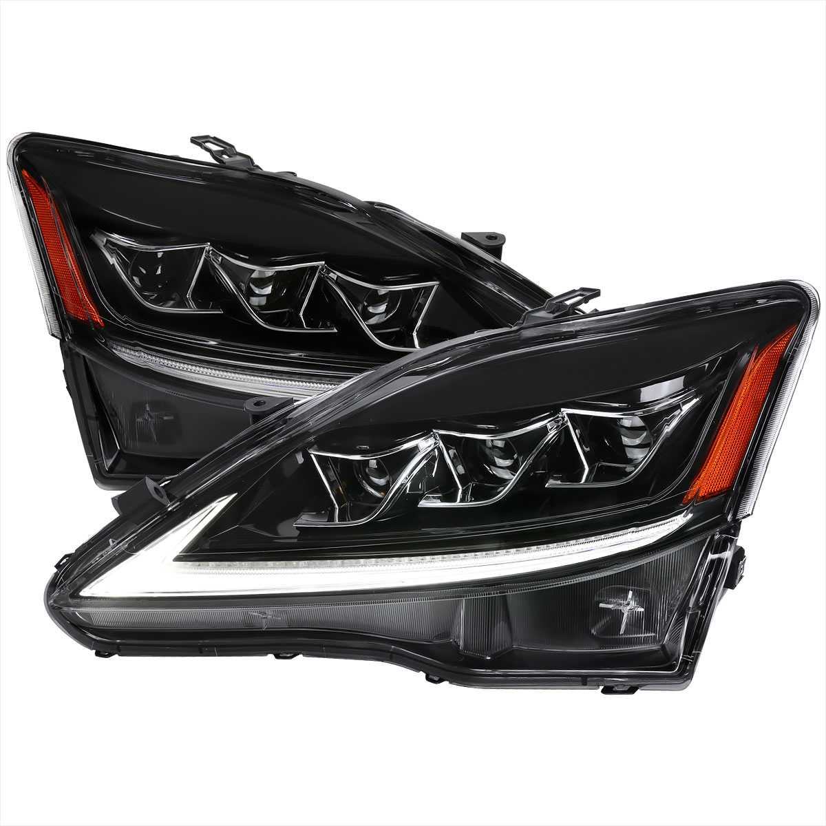 Spec-D Tuning lhp-is25006jmled-vd | SPEC-D Tuning Lexus IS250 Clear Lens LED Head Lights With Matte Black Housing; 2006-2012