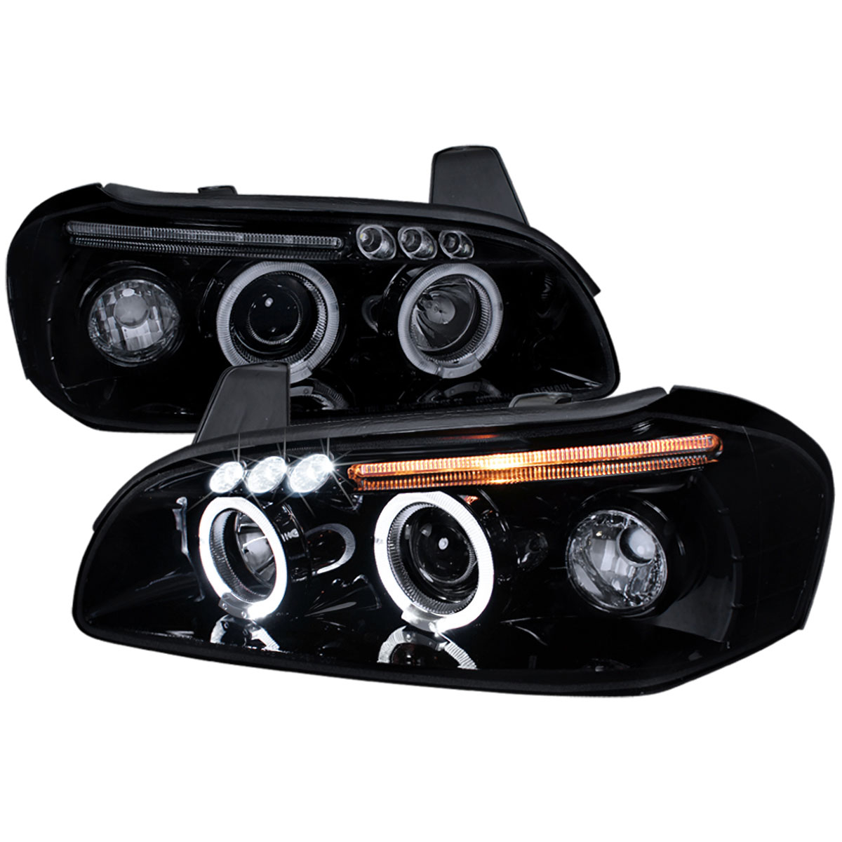 Spec-D Tuning LHP-MAX00G-TM | Nissan Maxima Projector Headlight Gloss Black Housing Smoke Lens; 2000-2001