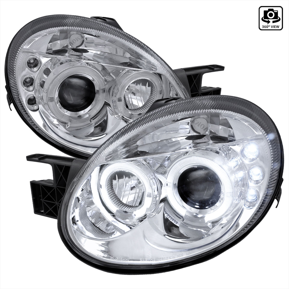 Spec-D Tuning LHP-NEO03-TM | Dodge Neon Halo Led Projector Chrome; 2003-2005