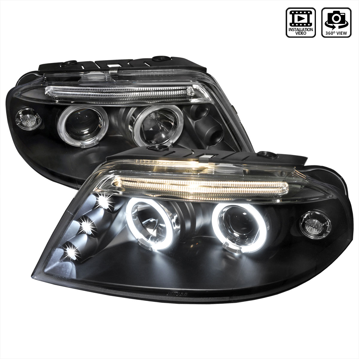 Spec-D Tuning LHP-PAS01JM-TM | Volkswagen Passat Halo Led Projector Black; 2001-2005