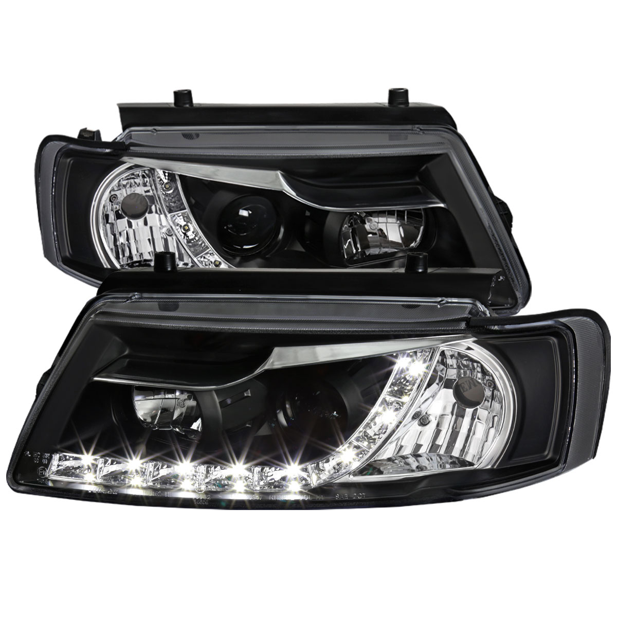 Spec-D Tuning LHP-PAS97JM-8-TM | Volkswagen Passat R8 Style Projector Headlight Black Housing; 1997-1997