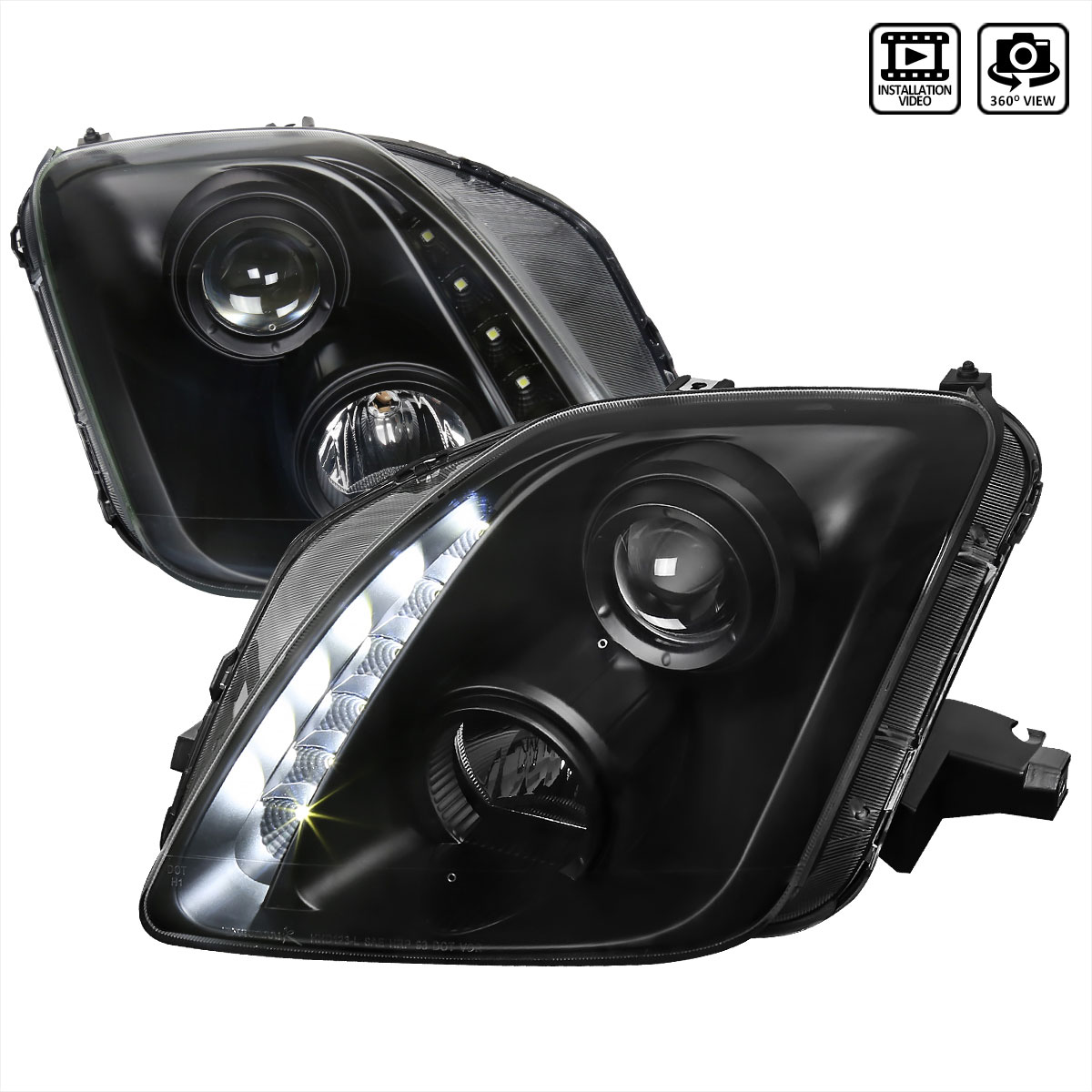 Spec-D Tuning lhp-pl97jm-rs | SPEC-D Tuning Honda Prelude Projector Headlights Black; 1997-2001