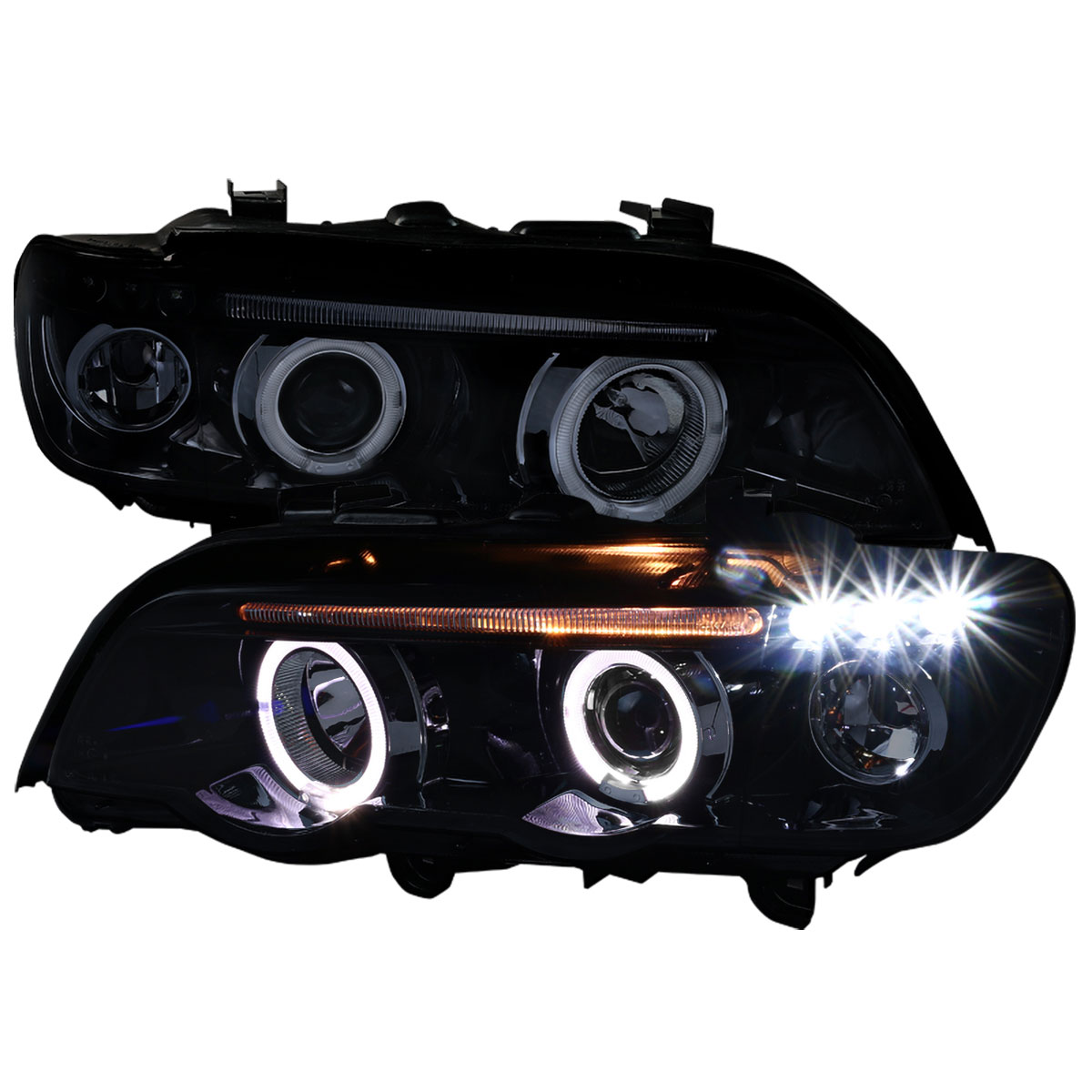 Spec-D Tuning lhp-x500g-tm | SPEC-D Tuning BMW E53 X5 Halo LED Projector Headlight Smoked Housing; 2001-2003