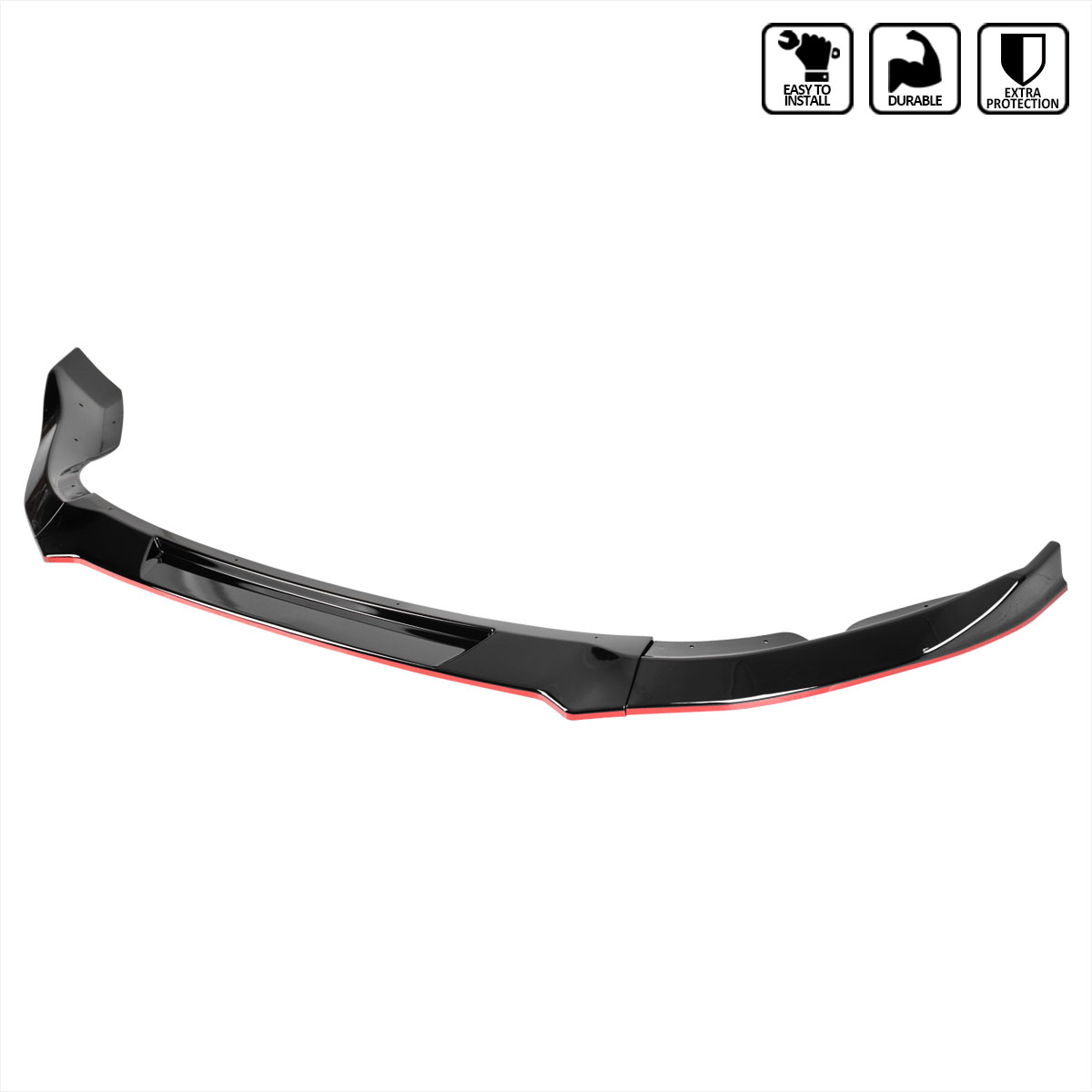 Spec-D Tuning lpf-370z09gb-rd-pq | SPEC-D Tuning Nissan 350Z Front Bumper Lip Glossy Black With Red Trim; 2003-2005