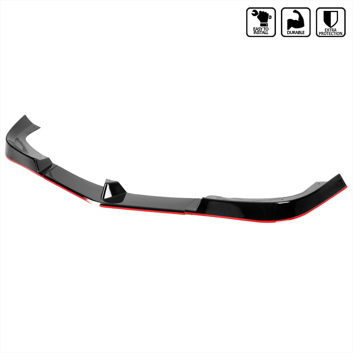 Spec-D Tuning lpf-bw20412gb-rd-pq | SPEC-D Tuning Mercedes Benz W204 Front Bumper Lip Glossy Black With Red Trim; 2012-2014