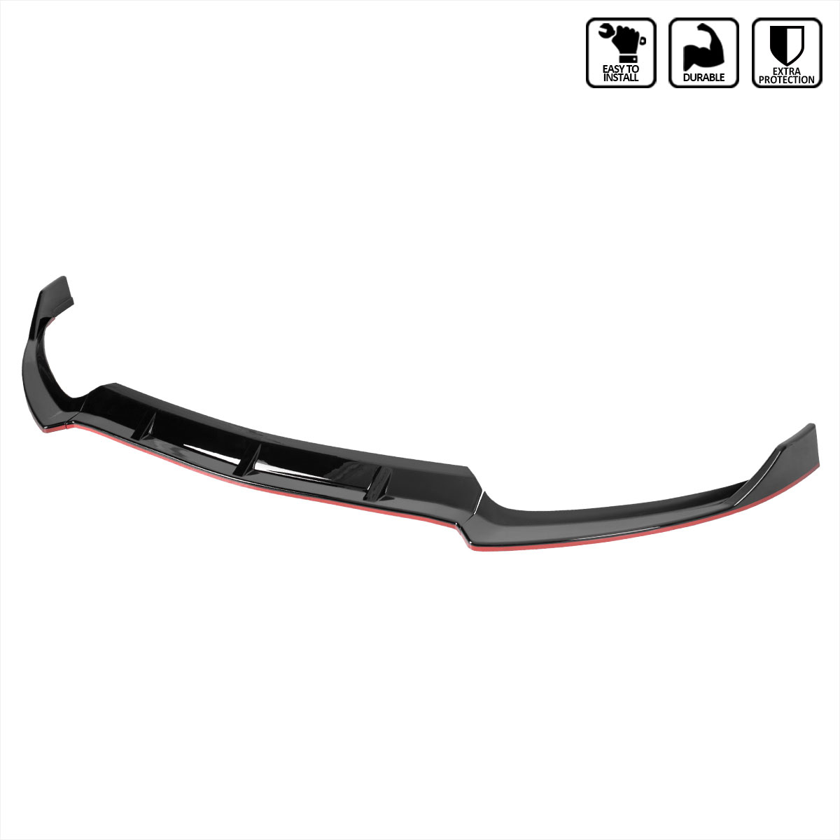 Spec-D Tuning lpf-bw20515gb-rd-pq | SPEC-D Tuning Mercedes Benz W205 Front Bumper Lip Glossy Black With Red Trim; 2015-2018