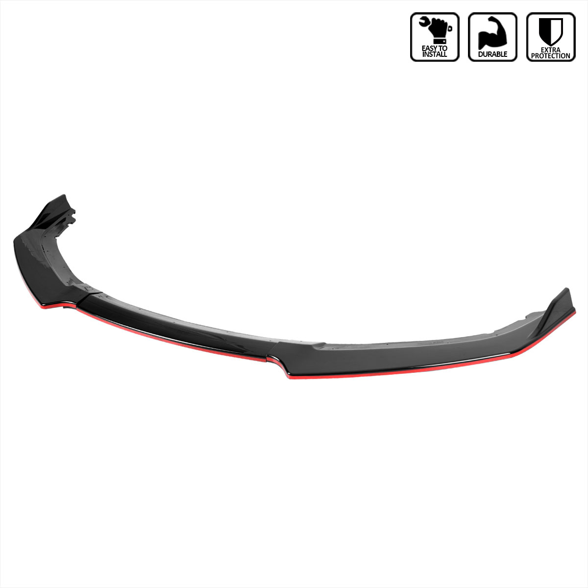 Spec-D Tuning lpf-cv16gb-rd-pq | SPEC-D Tuning Honda Civic Front Bumper Lip Glossy Black With Red Trim; 2016-2018