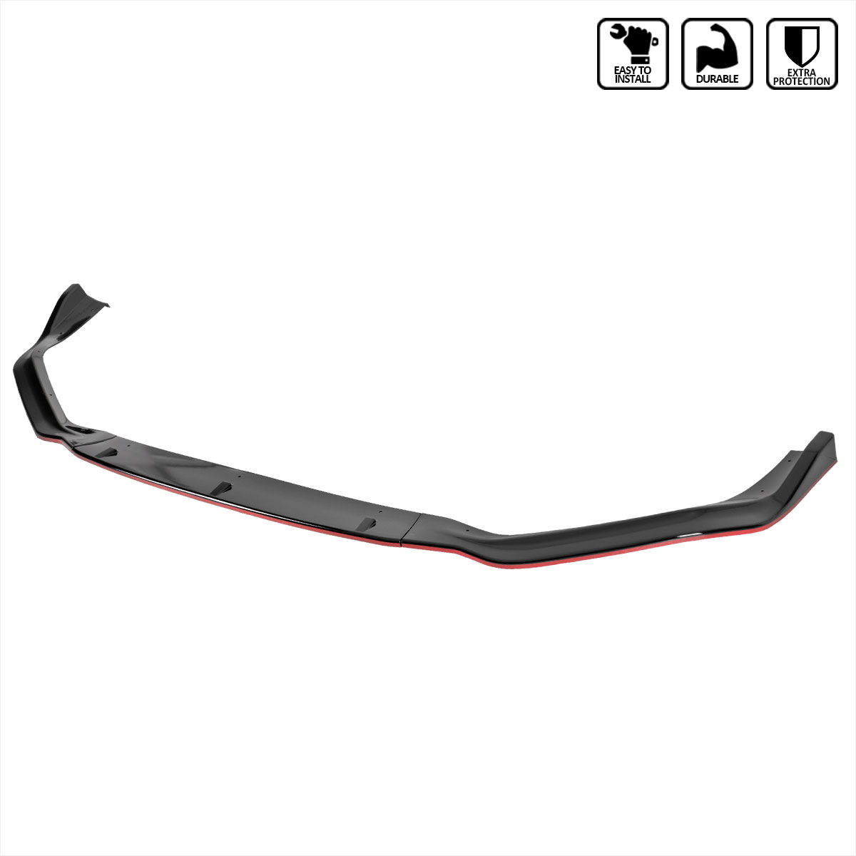 Spec-D Tuning lpf-is25014gb-rd-pq | SPEC-D Tuning Lexus IS250 Is350 Is200T F-Sport Front Bumper Lip Glossy Black With Red Trim; 2014-2016