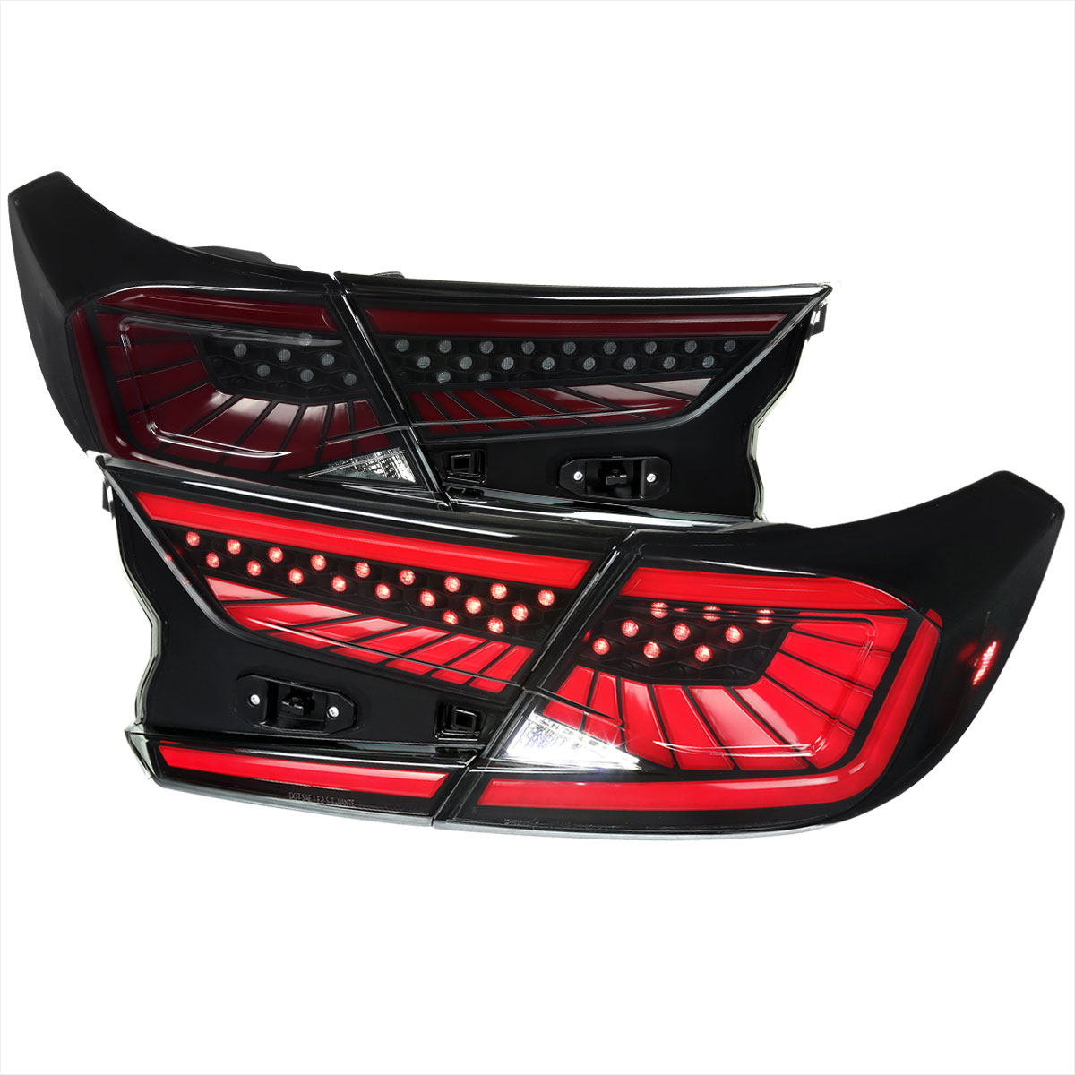 Spec-D Tuning lt-acd184sz-sq2-rs | SPEC-D Tuning Honda Accord Sedan LED Tail Lights With Red LED Bar/Sequential Signal/Breathing Light Effect Matte Black Housing & Smoked Lens; 2018-2021