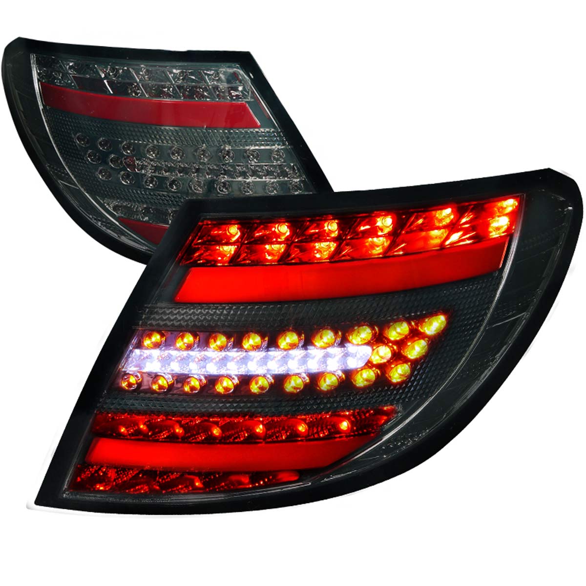 Spec-D Tuning LT-BW20408GLED-APC | Mercedes Benz C Class Led Tail Lights Smoke Housing; 2007-2011