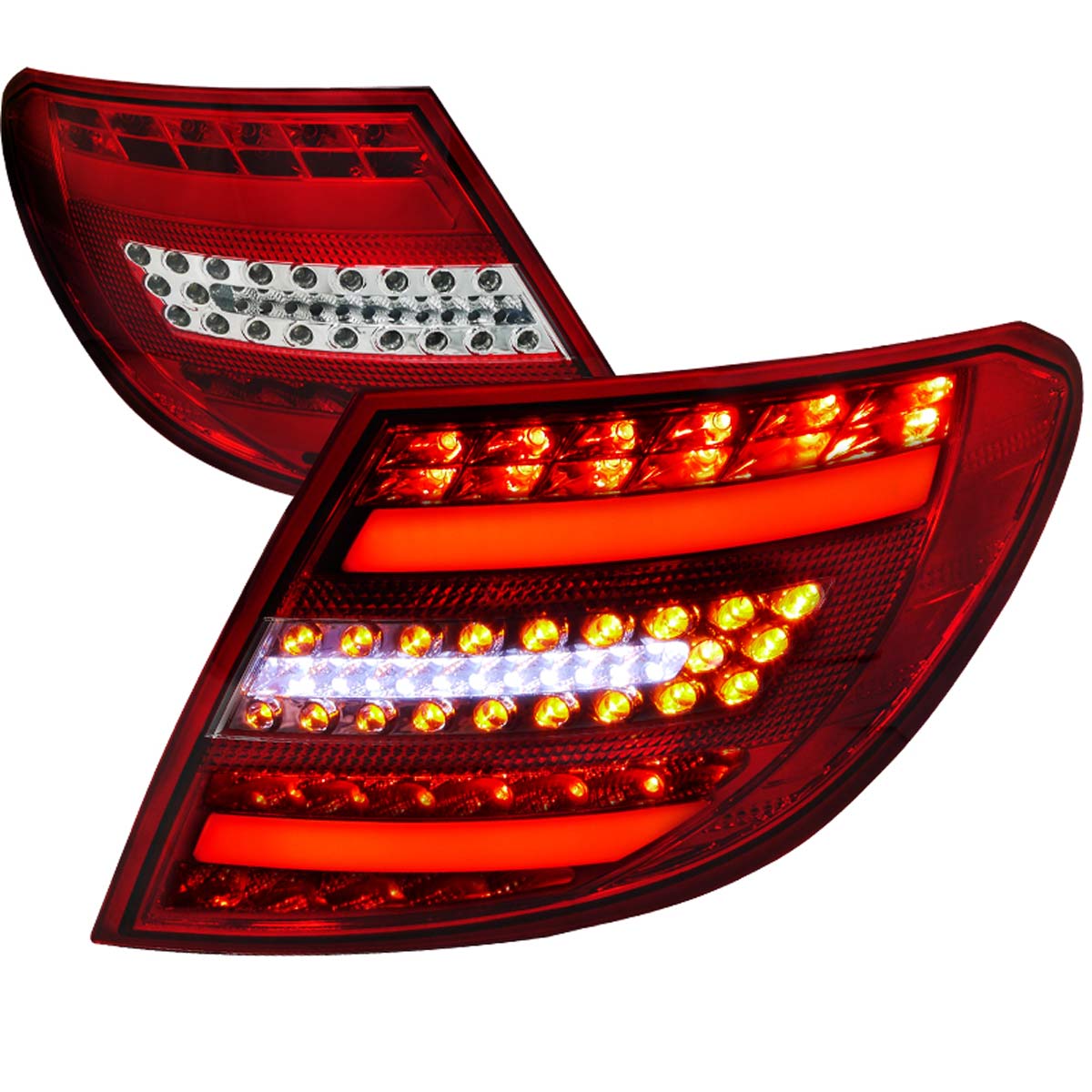 Spec-D Tuning LT-BW20408RCLED-APC | Mercedes Benz C Class Led Tail Lights Chrome Housing; 2007-2011