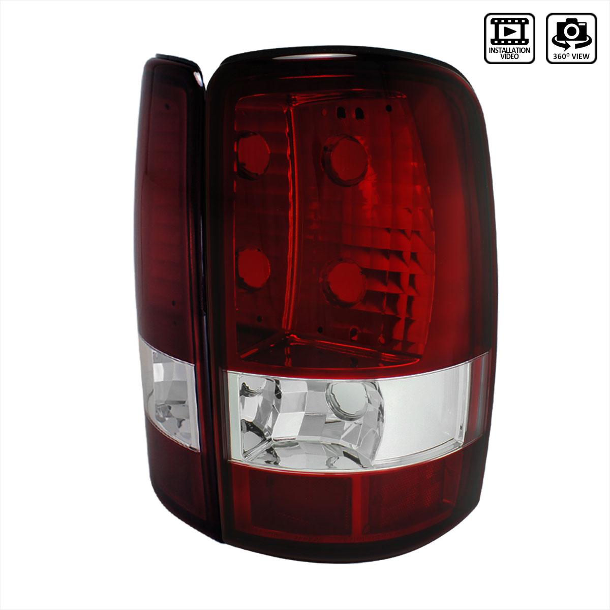 Spec-D Tuning LT-DEN00G2RPW-TM | Gmc Denali Red Clear Tail Light; 2000-2006