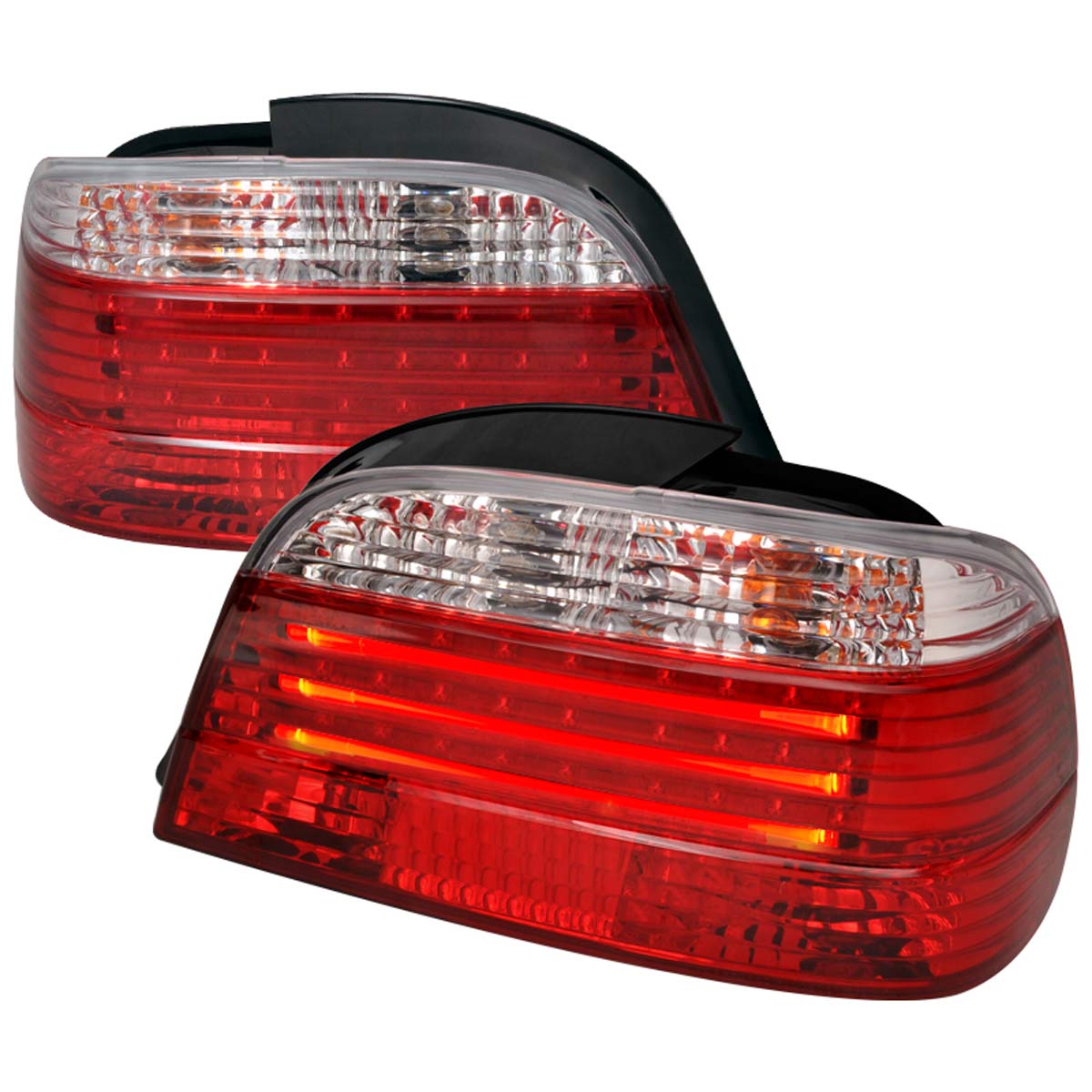 Spec-D Tuning LT-E384RPW-F2-APC | Bmw E38 7 Series Fiber Optic Led Tail Light Red Clear; 1995-2001