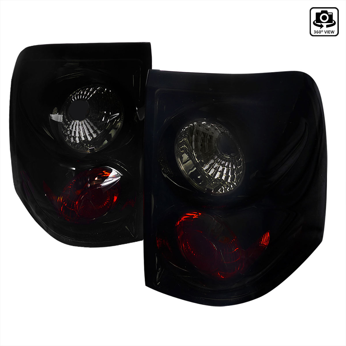 Spec-D Tuning LT-EPOR02BB-TM | Ford Explorer Euro Tail Lights Glossy Black Housing With Smoke Lens; 2002-2004