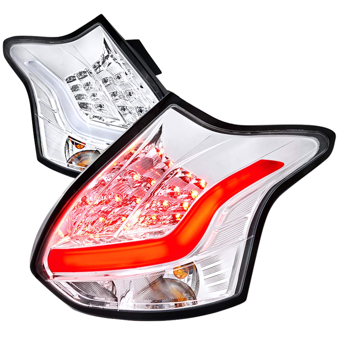 Spec-D Tuning LT-FOC125CLED-TM | Ford Focus 5 Door Led Tail Lights Chrome; 2012-2014