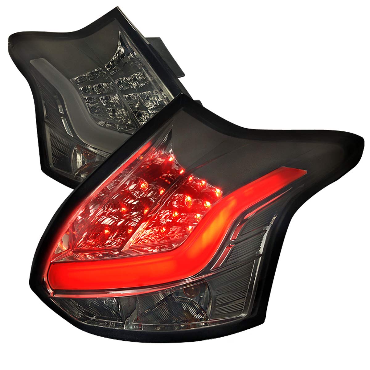 Spec-D Tuning LT-FOC125GLED-TM | Ford Focus 5 Door Led Tail Lights Smoke; 2012-2014