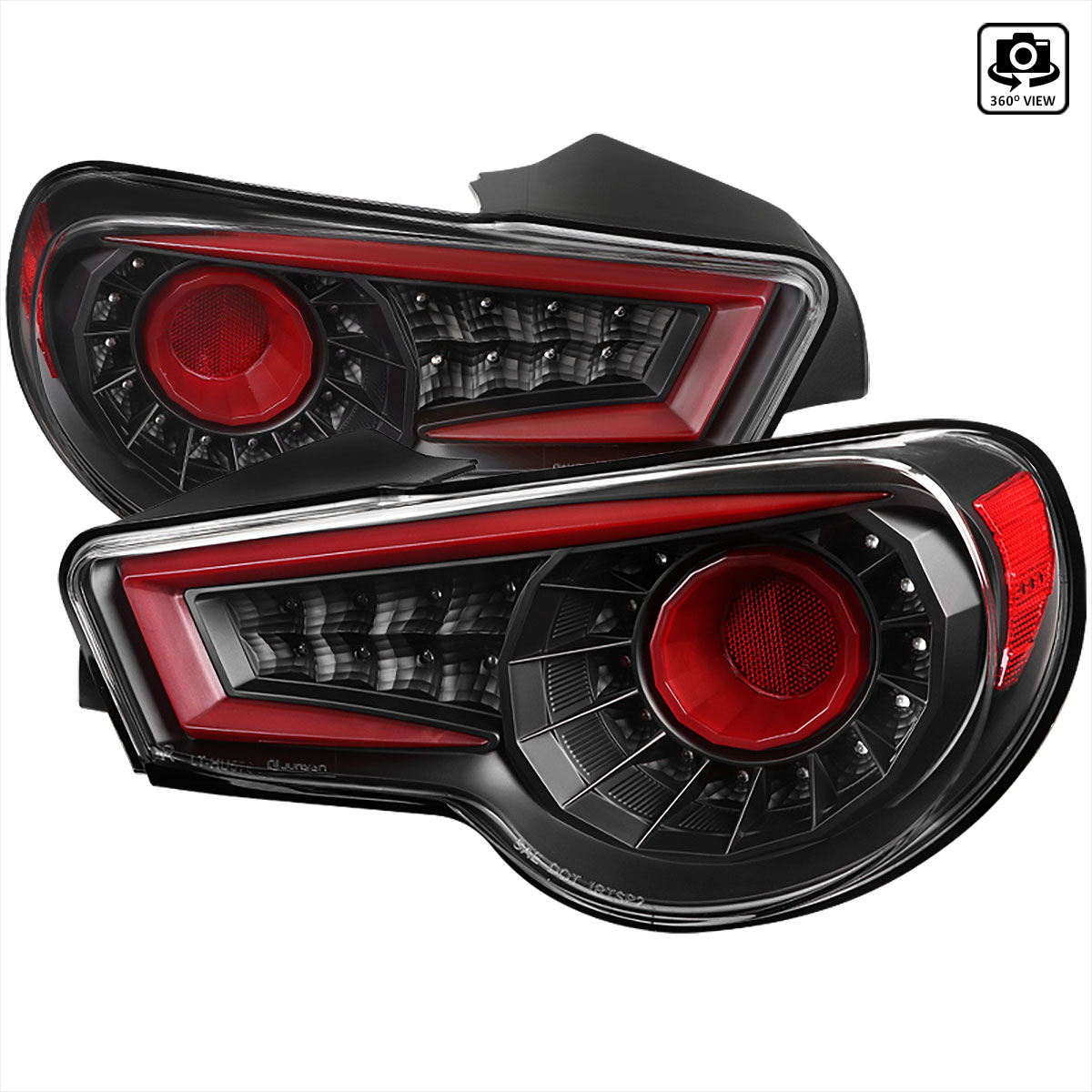 Spec-D Tuning lt-frs12jrled-sq-tm | SPEC-D Tuning Scion FR-S Sequential LED Tail Lights - Black Housing - Clear Lens - Red Light Bar; 2012-2016