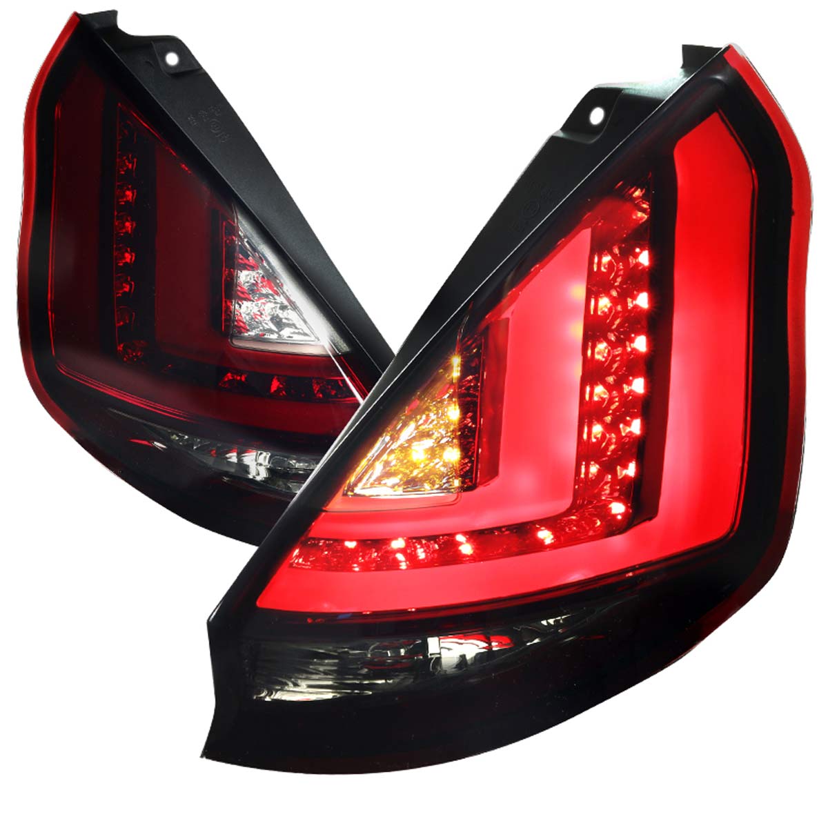 Spec-D Tuning LT-FST115RGLED-TM | Ford Fiesta Led Tail Lights Red Smoke; 2011-2012