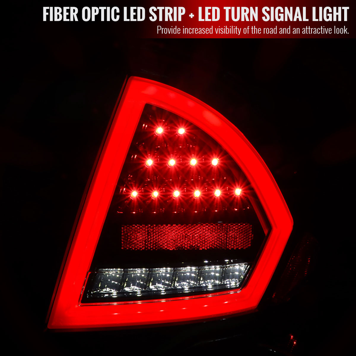 Spec-D Tuning lt-fus10bkled-tm | SPEC-D Tuning Ford Fusion LED Light Bar Tail Lights - Glossy Black Housing/Clear Lens - Red Bar; 2010-2012