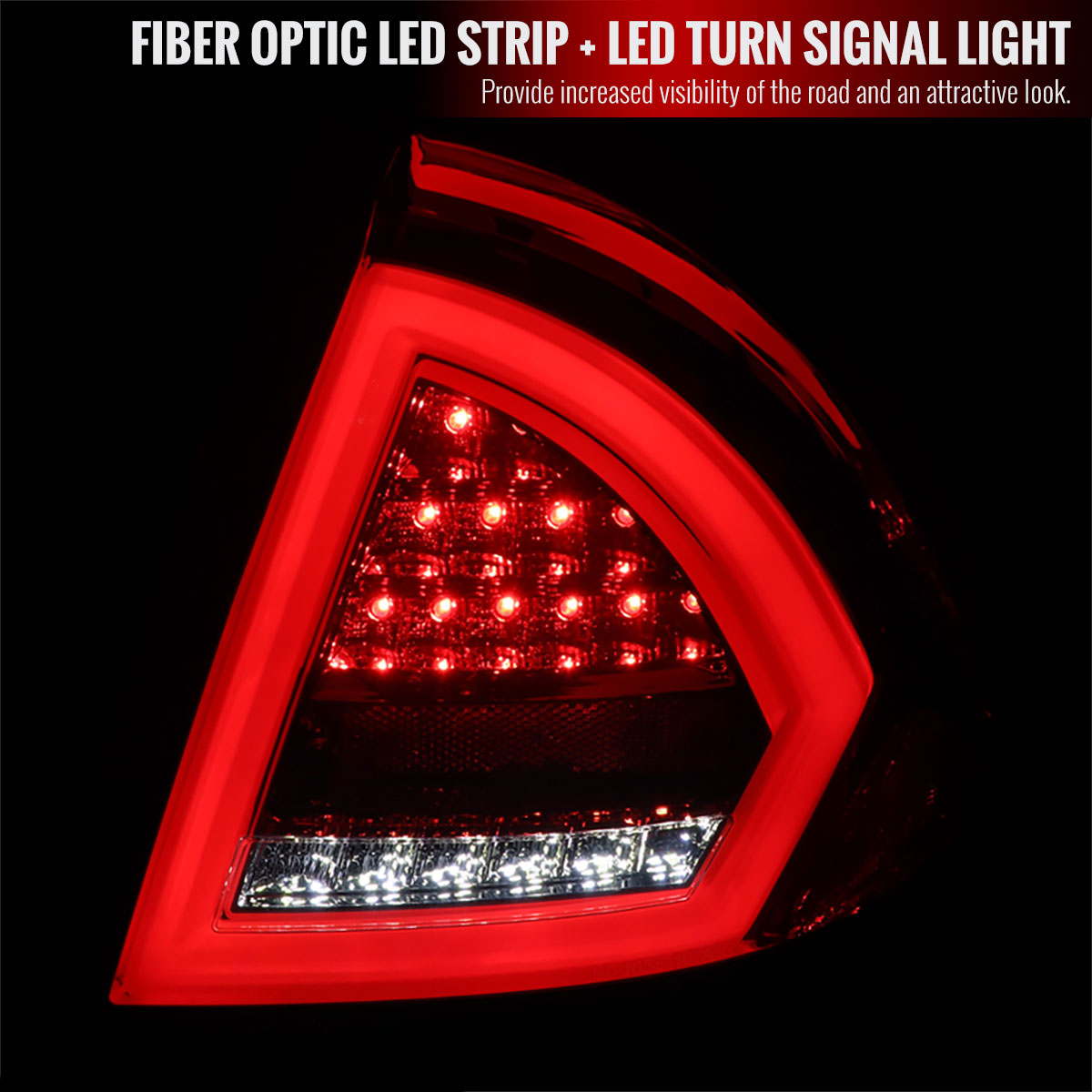 Spec-D Tuning lt-fus10rled-tm | SPEC-D Tuning Ford Fusion LED Light Bar Tail Light - Chrome Housing With Red Clear Lens - White Light Bar; 2010-2012