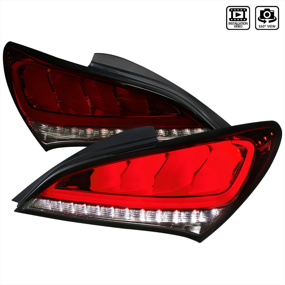 Spec-D Tuning lt-gens210rgled-tm | SPEC-D Tuning Hyundai Genesis 2Dr LED Tail Lights Red Smoke With Sequential; 2010-2015