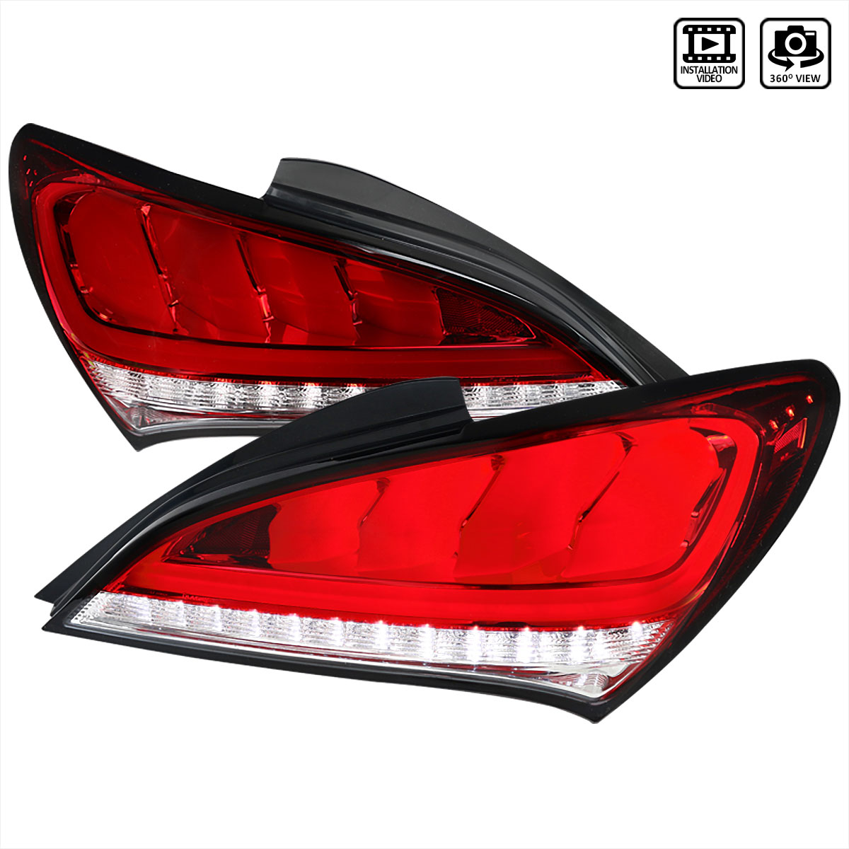 Spec-D Tuning lt-gens210rled-tm | SPEC-D Tuning Hyundai Genesis 2Dr LED Tail Lights Red With Sequential; 2010-2015