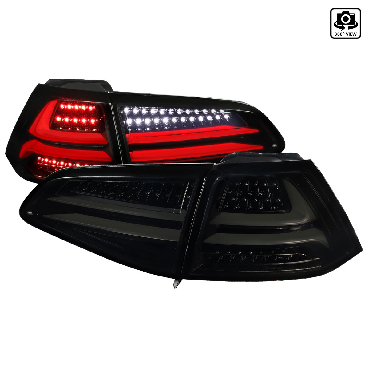 Spec-D Tuning lt-glf15bbled-tm | SPEC-D Tuning Volkswagen Golf Mk7 LED Tail Lights Glossy Black; 2015-2022