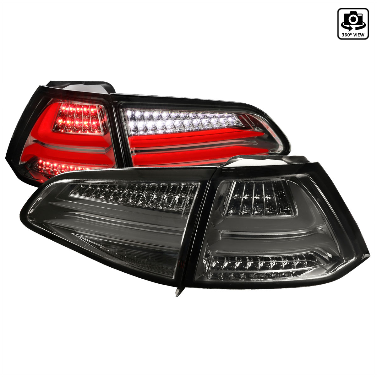 Spec-D Tuning lt-glf15gled-tm | SPEC-D Tuning Volkswagen Golf Mk7 LED Tail Lights Smoked; 2015-2022