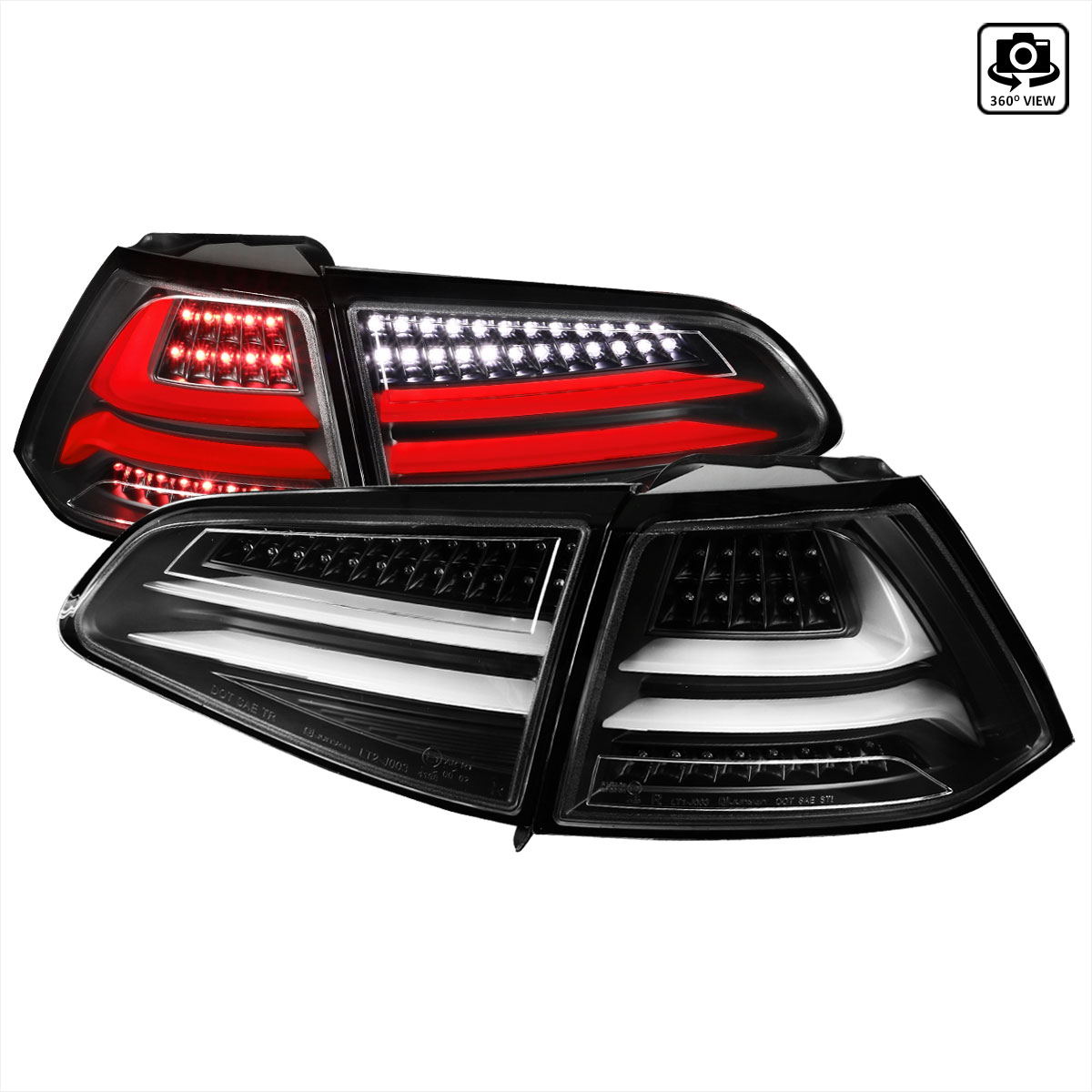 Spec-D Tuning lt-glf15jmled-tm | SPEC-D Tuning Volkswagen Golf Mk7 LED Tail Lights Black; 2015-2022