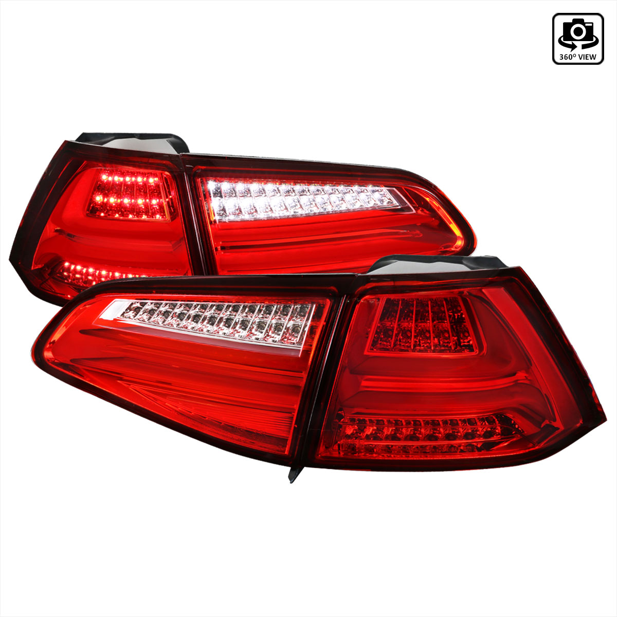 Spec-D Tuning lt-glf15rled-tm | SPEC-D Tuning Volkswagen Golf Mk7 LED Tail Lights Red; 2015-2022