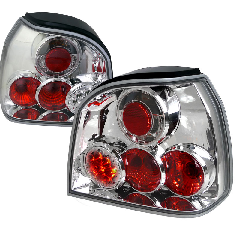 Spec-D Tuning LT-GLF93CLED-TM | Volkswagen Golf Led Tail Lights Chrome Housing; 1993-1998