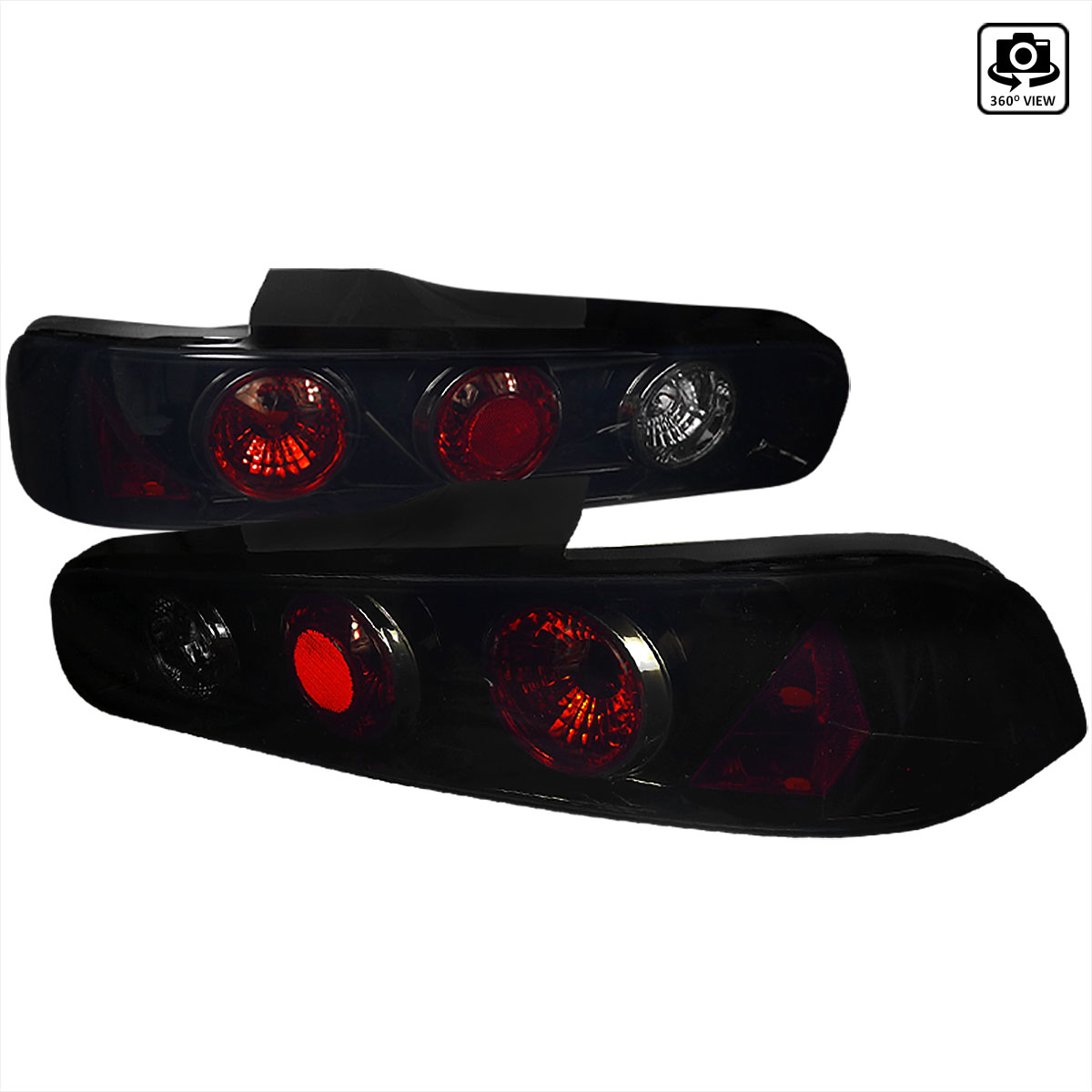 Spec-D Tuning LT-INT942BB-TM | Acura Integra Euro Tail Lights Glossy Black Housing With Smoke Lens; 1994-2001