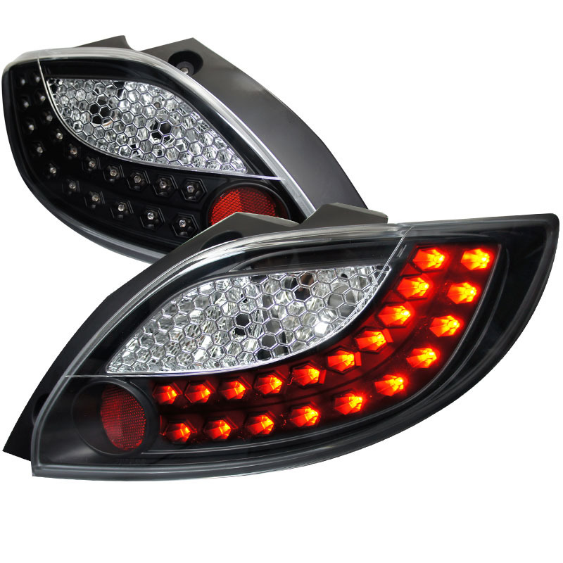 Spec-D Tuning LT-MZD211JMLED-TM | Mazda 2 Black Housing Led Tail Lights; 2011-2012