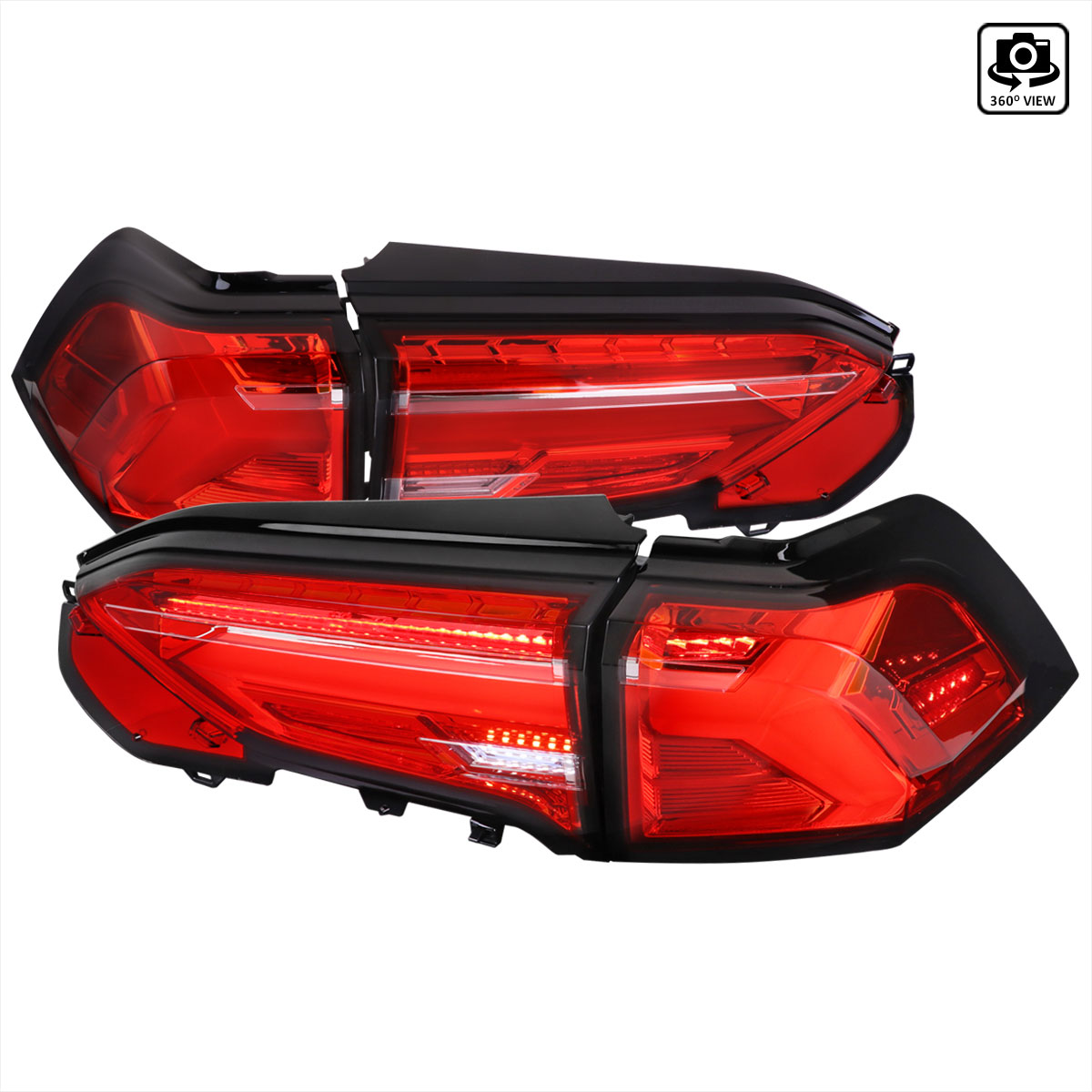 Spec-D Tuning lt-rav419rled-sq-tm | SPEC-D Tuning Toyota Rav4 Led Tail Lights Sequential Turn Signal With Chrome Housing & Red Lens - Red LED Bar; 2019-2021