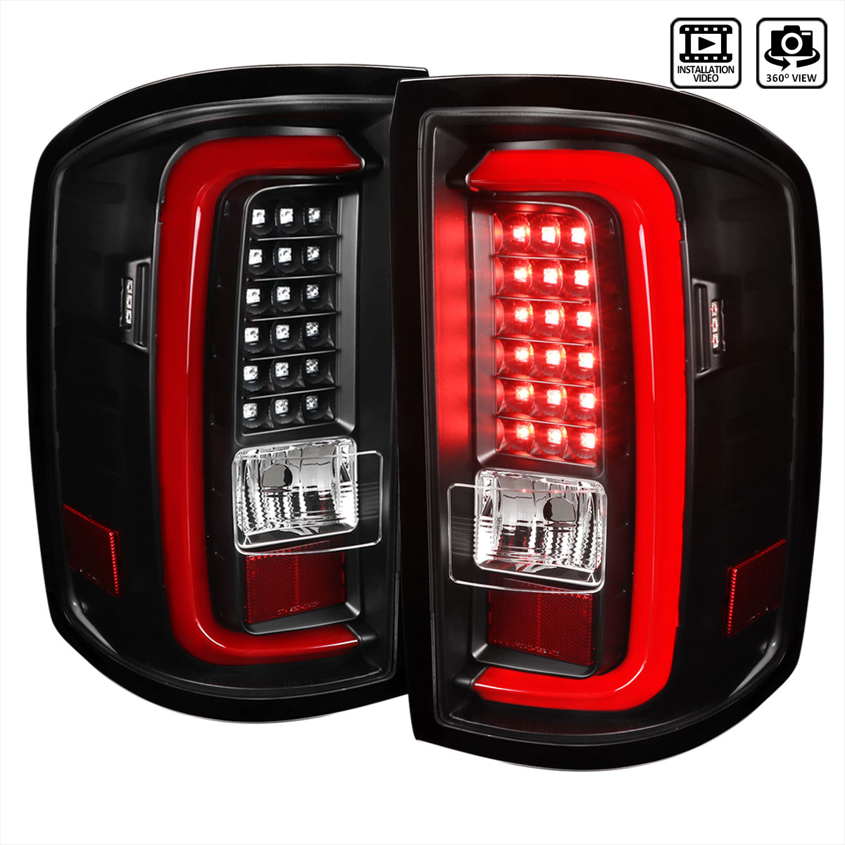 Spec D Tuning Gmc Sierra Led Tail Lights Full Black Housing Clear Lens Lt Sie Jrled Tm