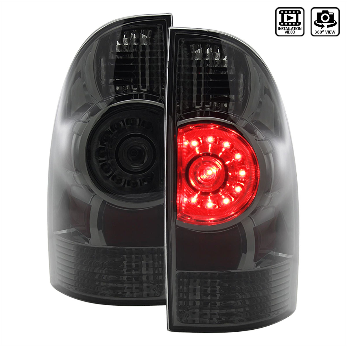 Spec-D Tuning LT-TAC09GLED-RS | Toyota Tacoma Smoke Led Tail Lights; 2005-2013