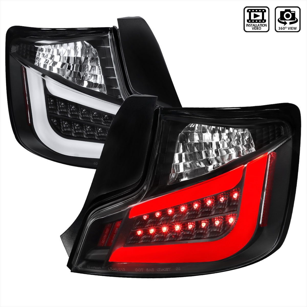 Spec-D Tuning lt-tc10jmled-v2-tm | SPEC-D Tuning Scion tC LED Tail Lights All Black Housing With Clear Lens; 2011-2013