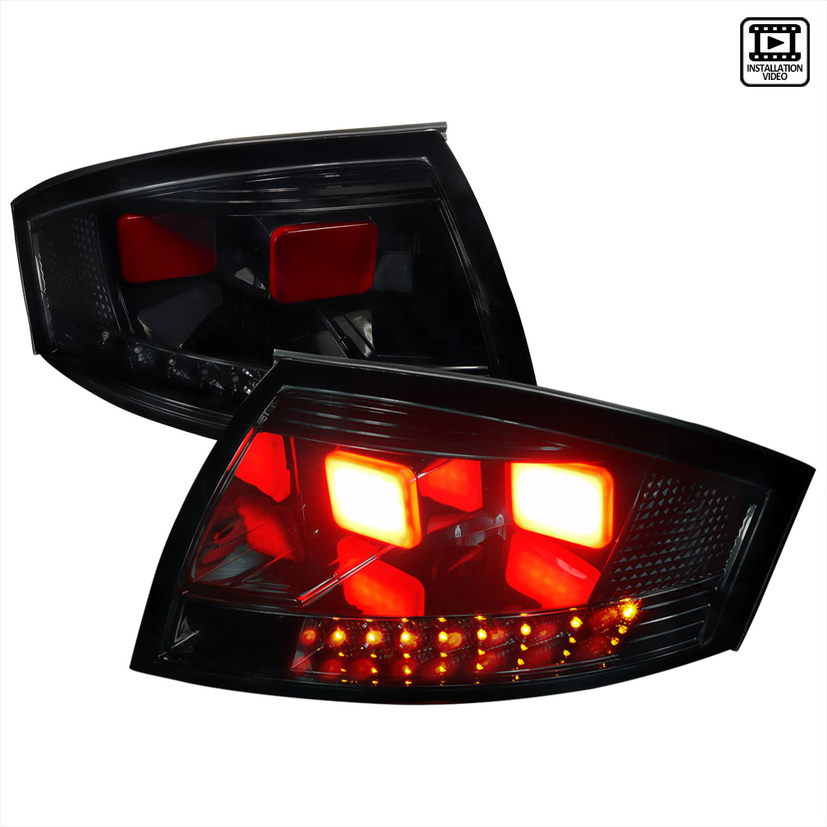 Spec-D Tuning lt-tt99bbled-v2-apc | SPEC-D Tuning Audi TT LED Tail Lights V2 Black Housing Smoked Lens; 1999-2006