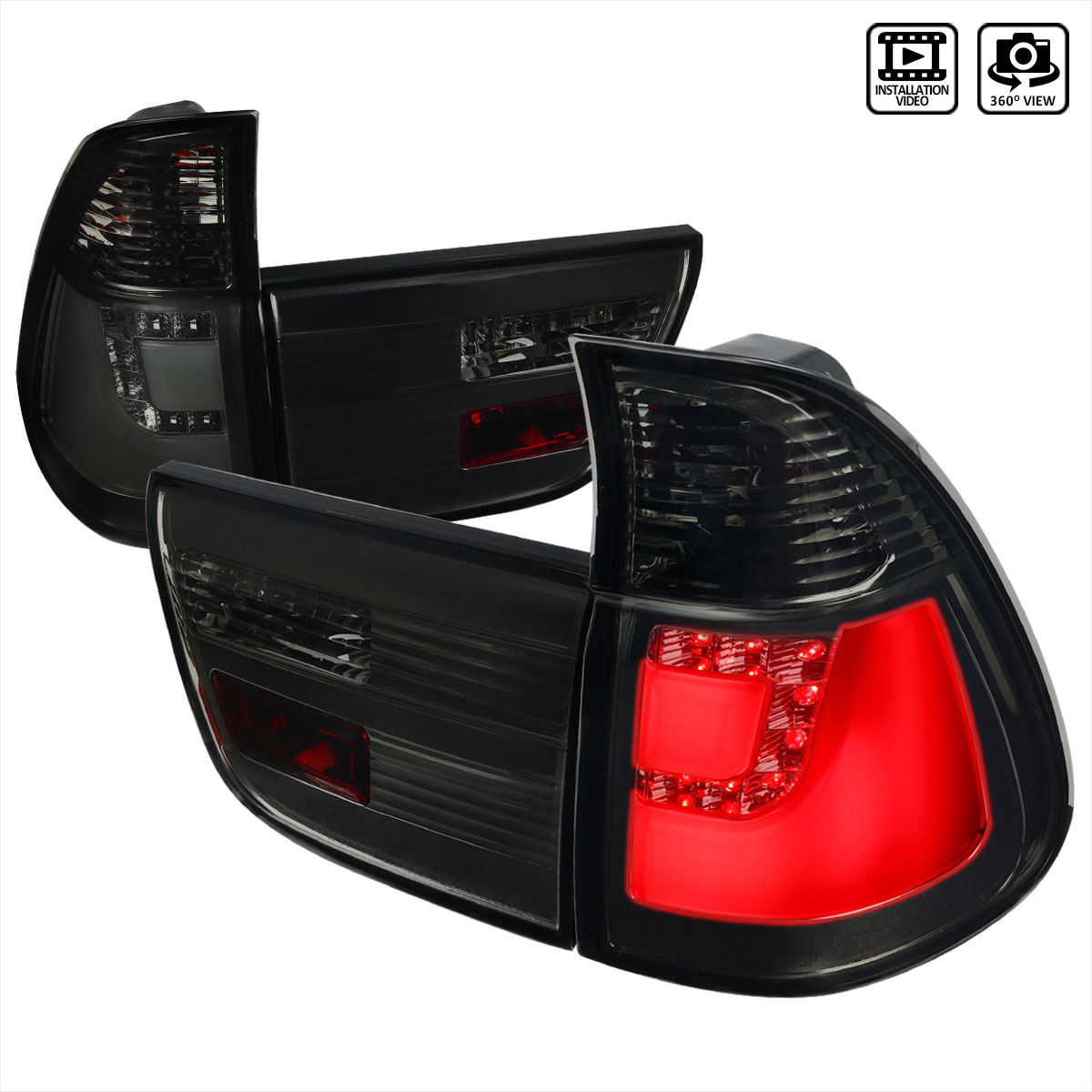 Spec-D Tuning LT-X500GLED-TM | Bmw X5 Smoked Led Tail Lights; 2000-2006