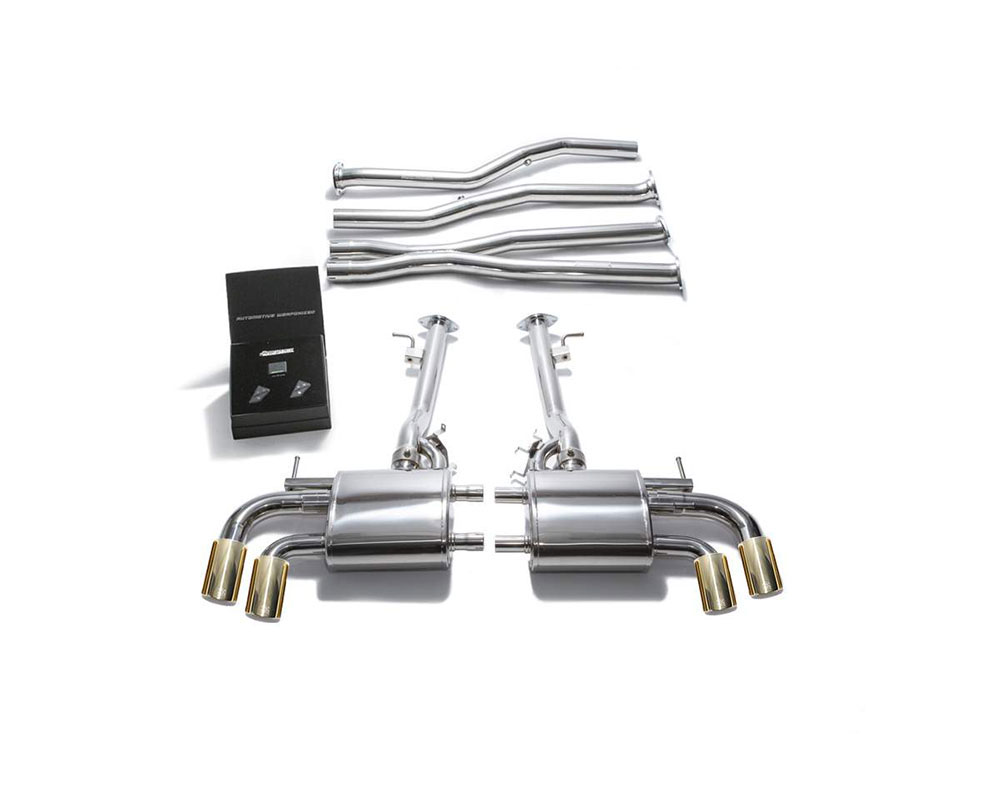 Armytrix LXLC5-QS11G | ARMYTRIX Stainless Steel Valvetronic Exhaust System Lexus LC500 5.0L V8 with Quad Gold Tips; 2017-2020