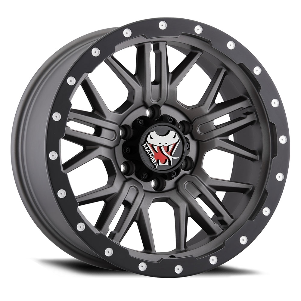 Mamba m25798512g | M25 17x9 5x139.7 ET12 Matte Grey w/ Black Lip Edge