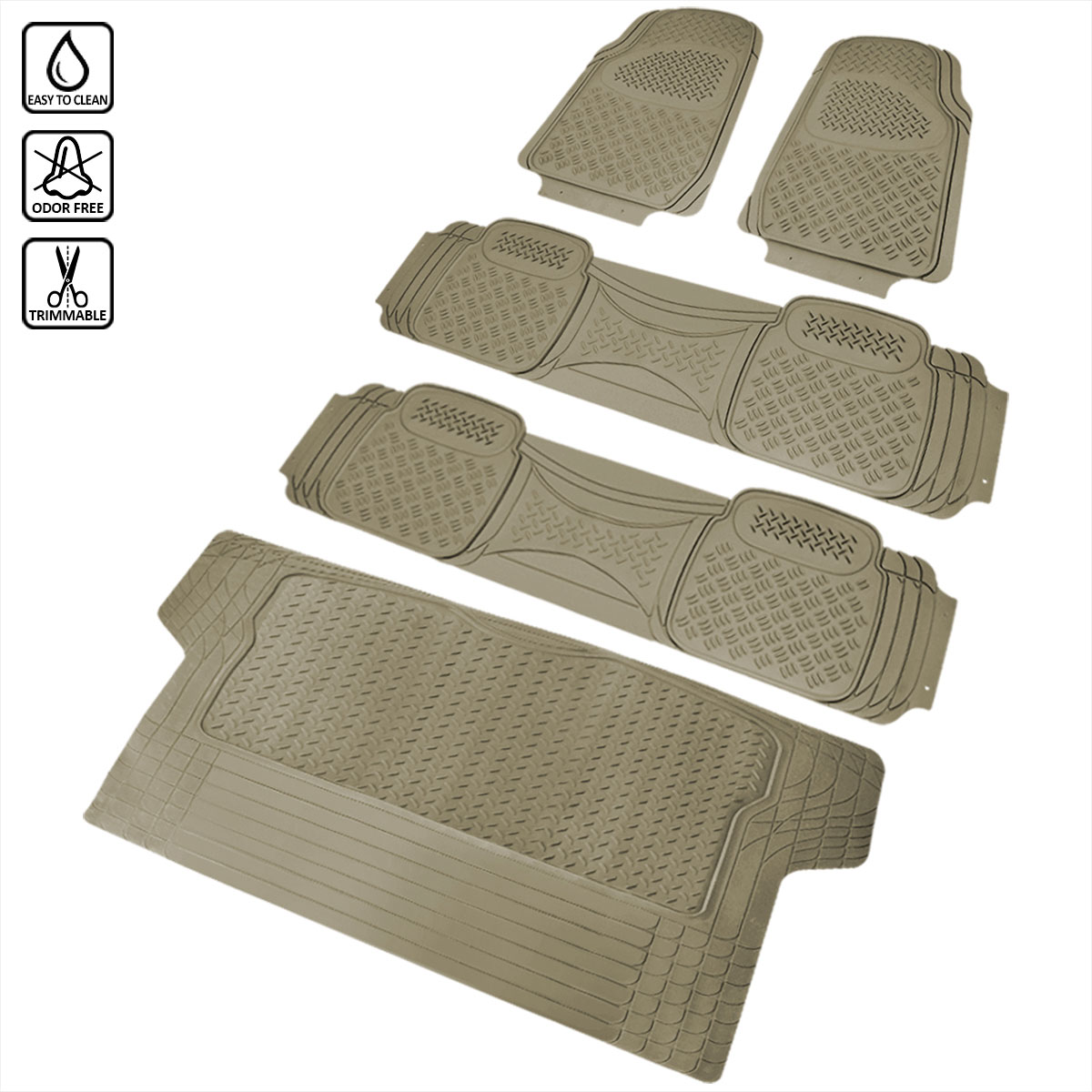 Spec-D Tuning mat-4201bge | SPEC-D Tuning Pvc Floor Mat 4 Pieces Set Beige & Trunk Piece