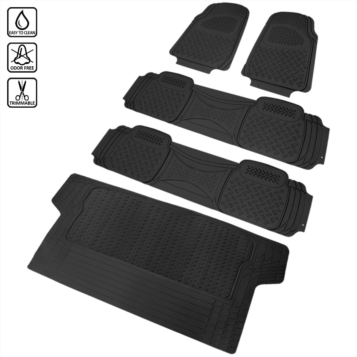 Spec-D Tuning mat-4201blk | SPEC-D Tuning Pvc 3D Floor Mat Black 4 Pieces & Trunk Piece